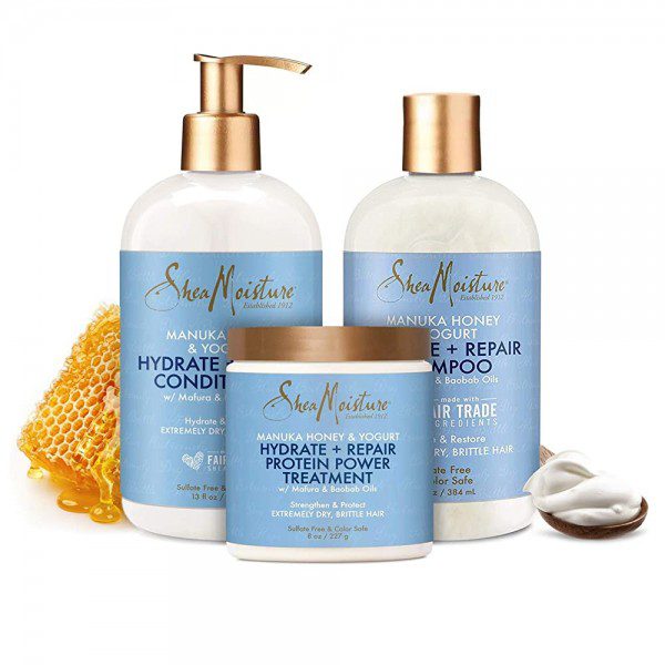 Shea Moisture Manuka Honey And Yogurt Combo Deal – Shampoo & Conditioner  & Treatment