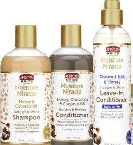 African Pride - Moisture Miracle Aloe & Coconut Water  Shampoo, Conditioner and Leave in set