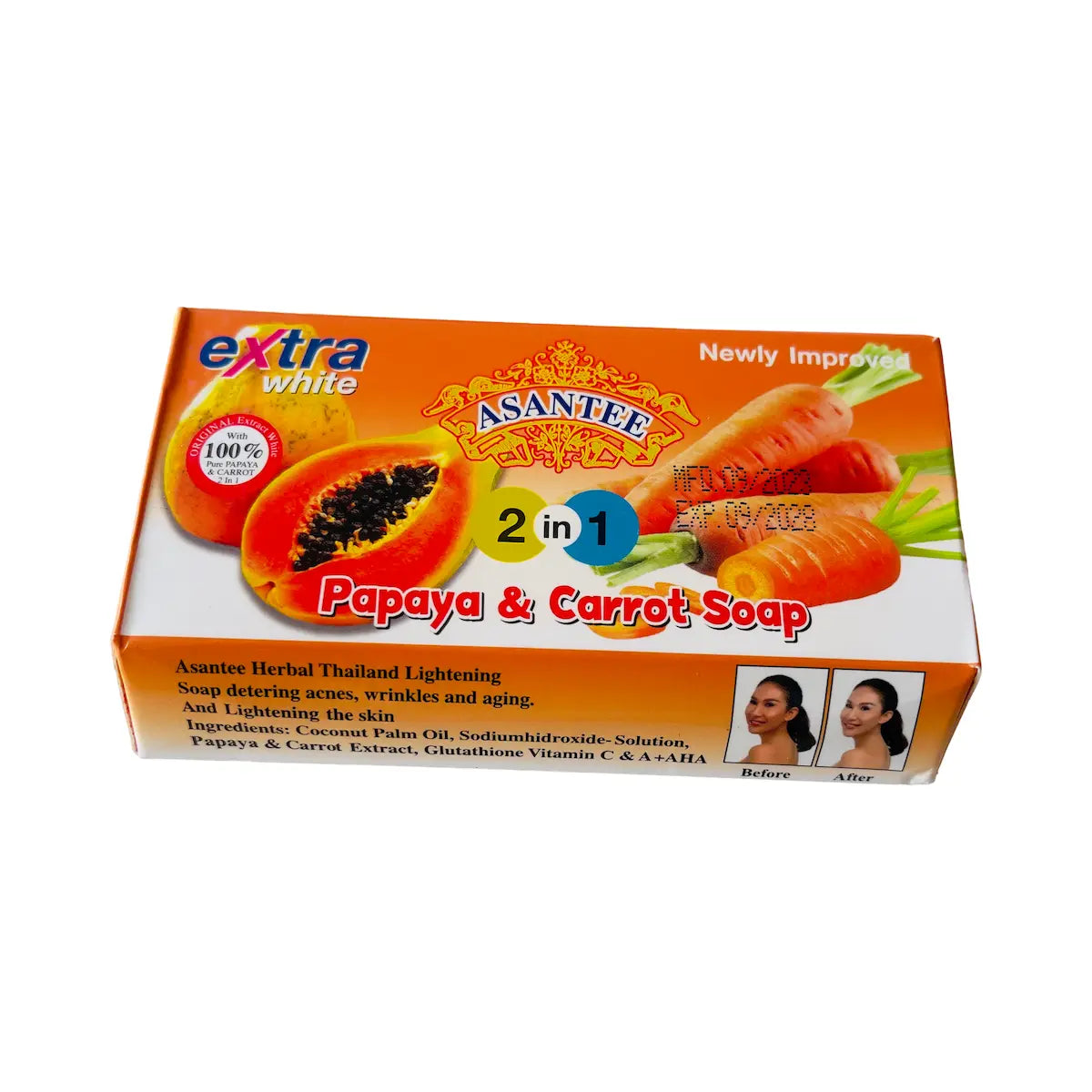 Asantee Nano Extra White Papaya & Carrot Soap 160g