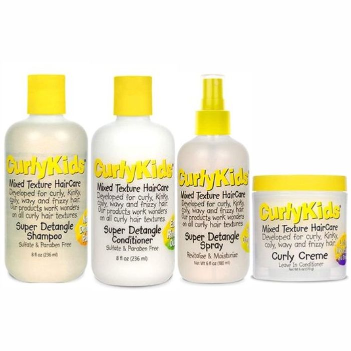 CurlyKids -Mixed Texture Hair Care Shampoo, Conditioner, Detangle Spray & Curly Creme