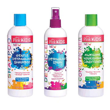 Pink Kids Detangling Spray Comb Detangler Detangling Shampoo Set