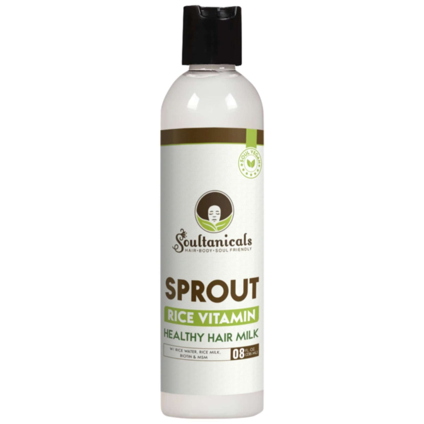 Soultanicals Sprout Rice Vitamin Hair Milky-Cream With Biotin & MSM | For Afro-Kinky & Curly Hair | 8oz