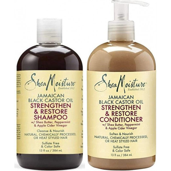 Shea Moisture - Jamaican Black Castor Oil Strengthen & Restore Shampoo (13oz) & Conditioner (13oz)