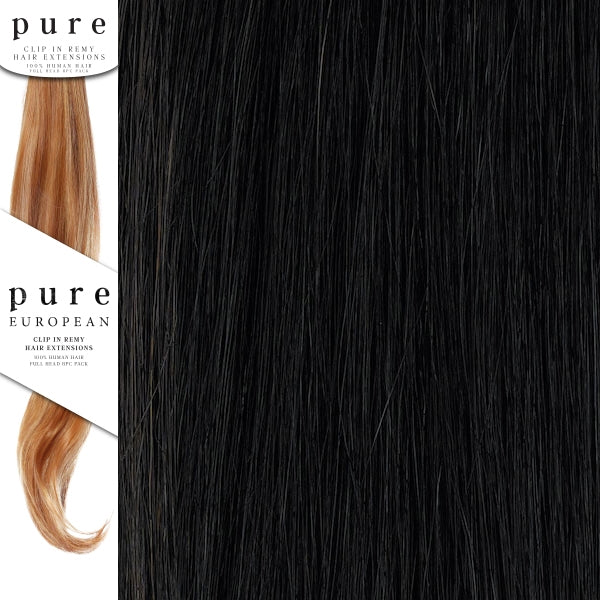 Pure. Remy Clip-In Hair Extensions 14 Inches, Colour 1B