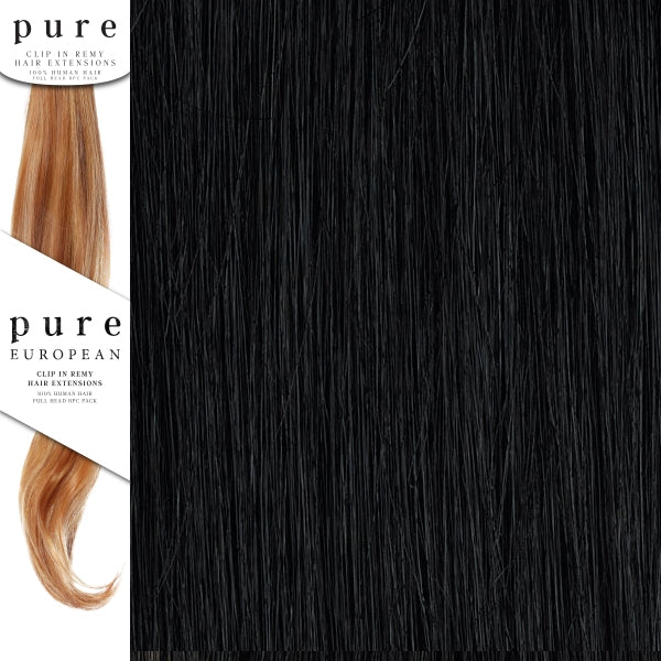 Pure. Remy Clip-In Hair Extensions 18 Inches, Colour 1