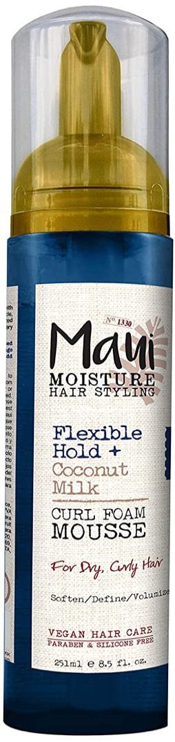 Maui Moisture - Flexible Hold + Coconut Milk Curl Foam Mousse, for Curly Hair Styling, No Drying Alcohols, Parabens or Silicone, 8.5oz