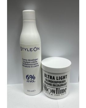 showtime Ultralight Blondeerpoeder (100gram) + Style on Oxidant Creme Peroxide 6% - (250ml)