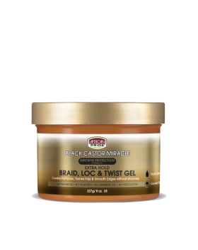 African Pride Black Castor Miracle Braid, Loc & Twist Gel 227g